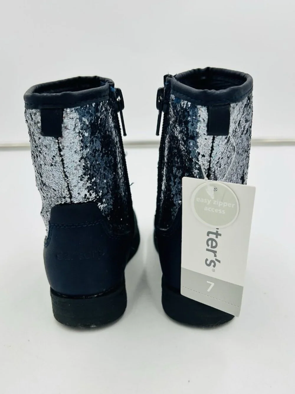 Carter's Toddler Girls Mara Navy Blue Glitter Boot Bootie Size 7 NEW